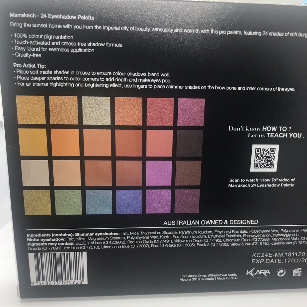 Klara Cosmetics eyeshadow palette